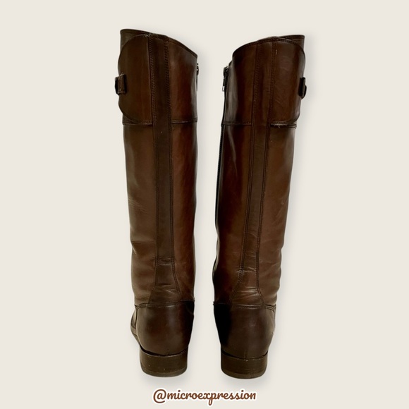 $399 Frye Molly Button Dark Brown Real Leather Knee High Tall Zip Up Riding Boot - Picture 11 of 16